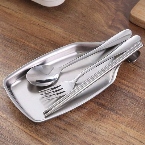 Spoon Rest, Stainless Steel Spoon Holder, Spatula Rest Tray, Ladle, Brush, 20.3 X 10.8 Cm