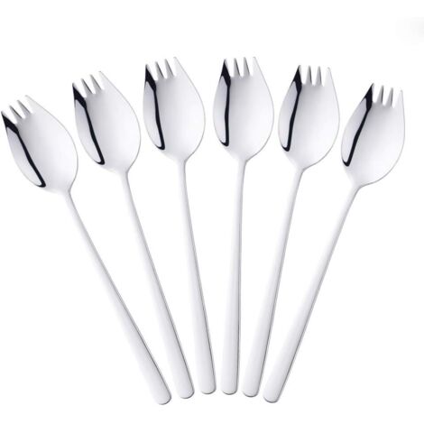 Spork - Lot de 6 - Acier Inoxydable - Cuillère et Fourchette - Pâtes et Fruits - 21,3cm