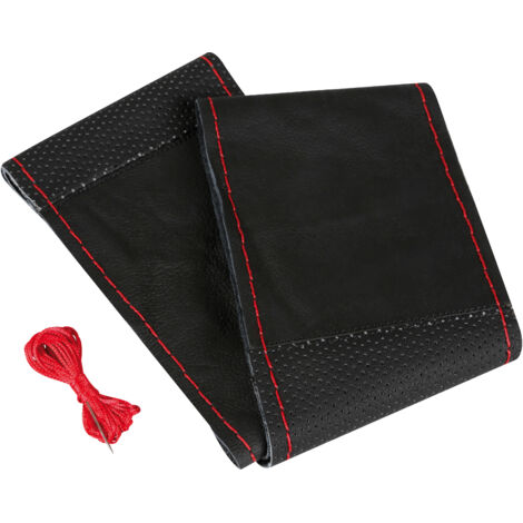Sport, coprivolante in pelle - L - Ø 37/39 cm - Nero/Rosso