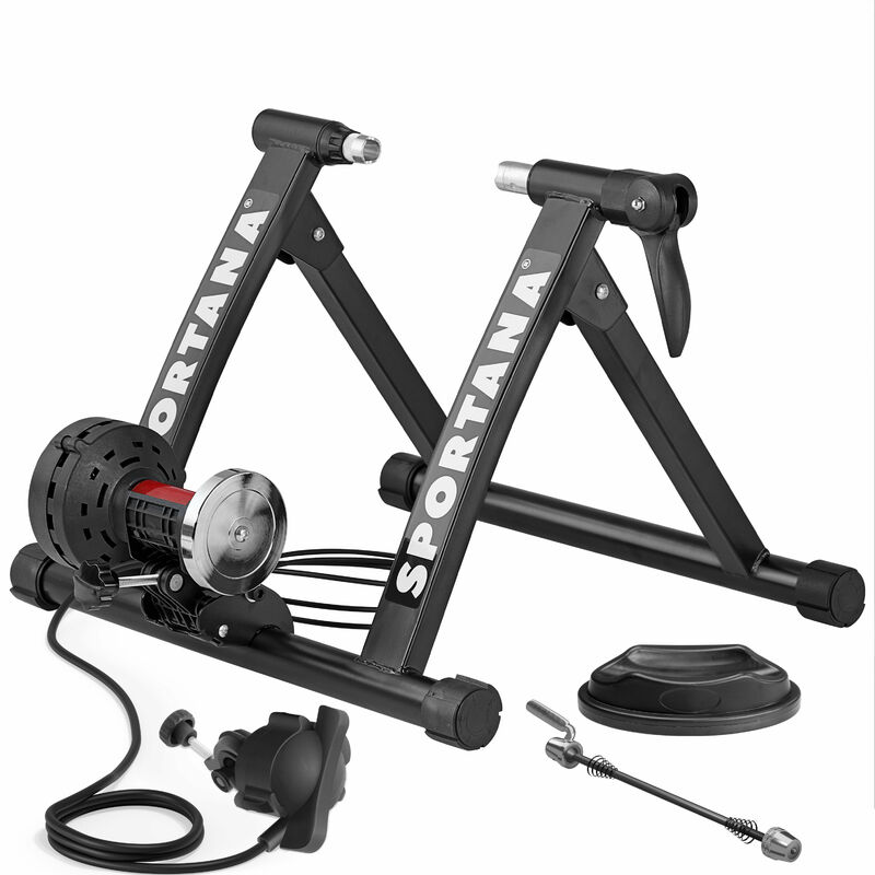 Image of Sportana - Rullo per Bicicletta in Acciaio 6 Livelli Resistenza Allenamento Interno Bici 26-28 Fino a 150kg Pieghevole