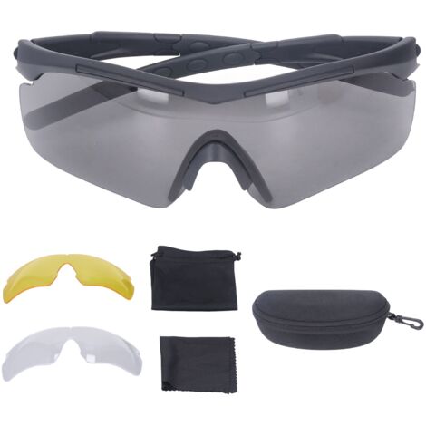 Sportbrille mit schweißabweisenden Polycarbonat-Gläsern für Radfahren, Skifahren, Motorradfahren und E-Biken, schwarz