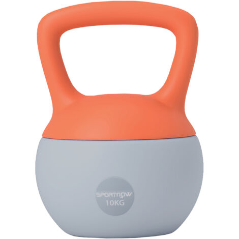 SPORTNOW 10KG Kettlebell w/ Soft Body and Non-Slip Handle, Orange and Grey