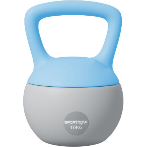 SPORTNOW 10KG Kettlebell with Soft Body and Non-Slip Handle, Light Blue/Grey