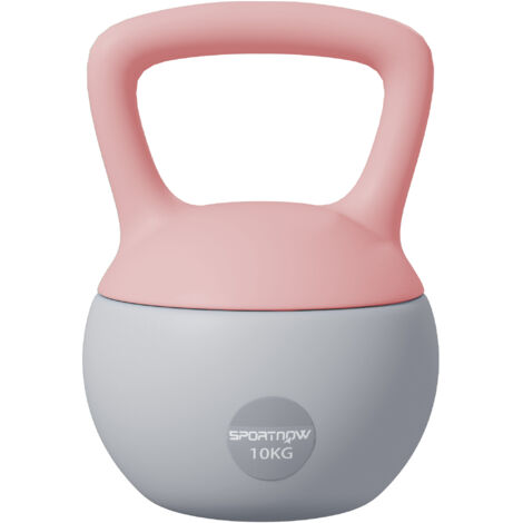 SPORTNOW 10KG Kettlebell with Soft Body and Non-Slip Handle, Pink and Grey