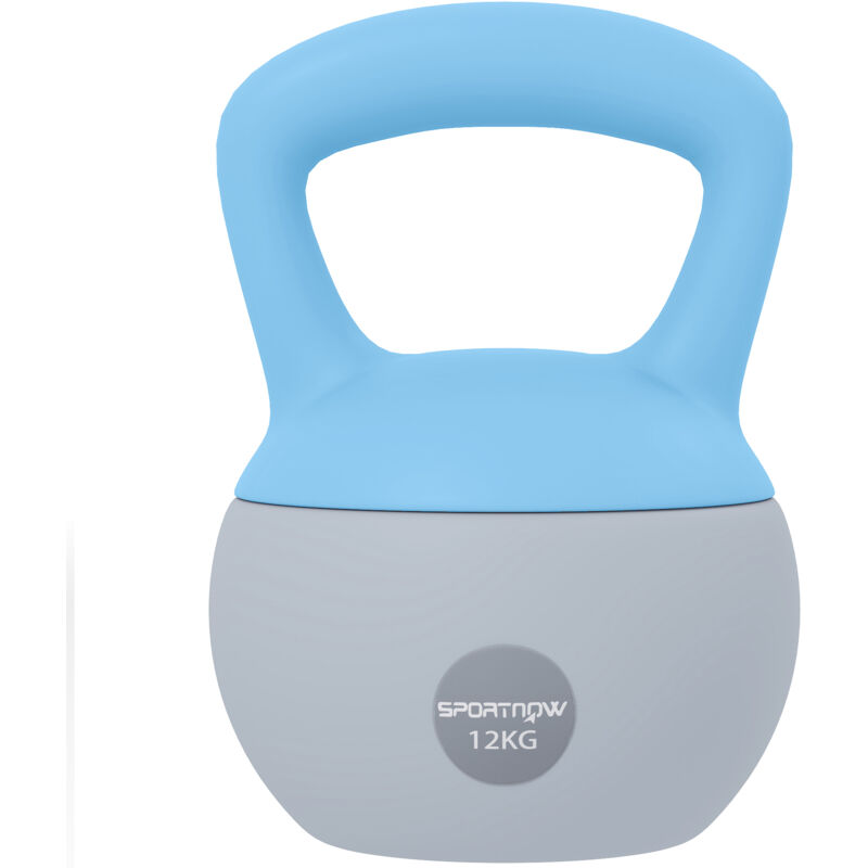Sportnow - 12KG Kettlebell w/ Soft Body, Non-Slip Handle, Light Blue and Grey