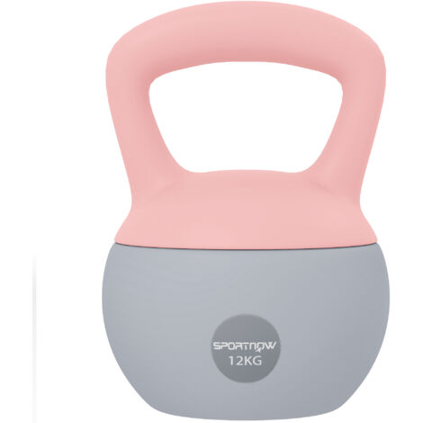 SPORTNOW 12KG Kettlebell with Soft Body and Non-Slip Handle, Pink and Grey