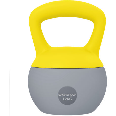 SPORTNOW 12KG Kettlebell with Soft Body and Non-Slip Handle, Yellow, Grey