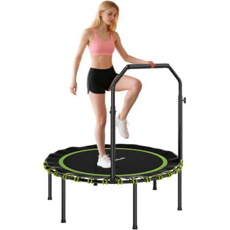 SPORTNOW 40'' Foldable Fitness Trampoline Rebounder with Handle, Green