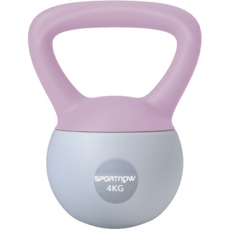 SPORTNOW 4KG Kettlebell with Soft Body and Non-Slip Handle, Purple and Grey