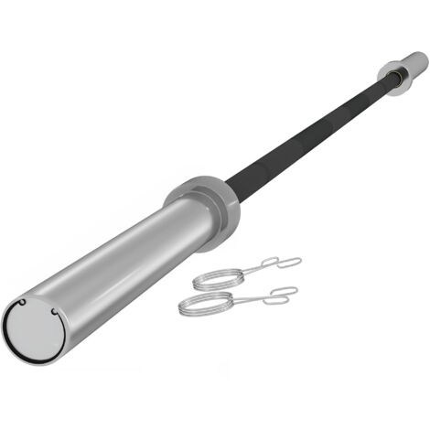 SPORTNOW 5cm Weight Lifting Bar, Barbell Bar with Spring Clips, 210cm, 19kg