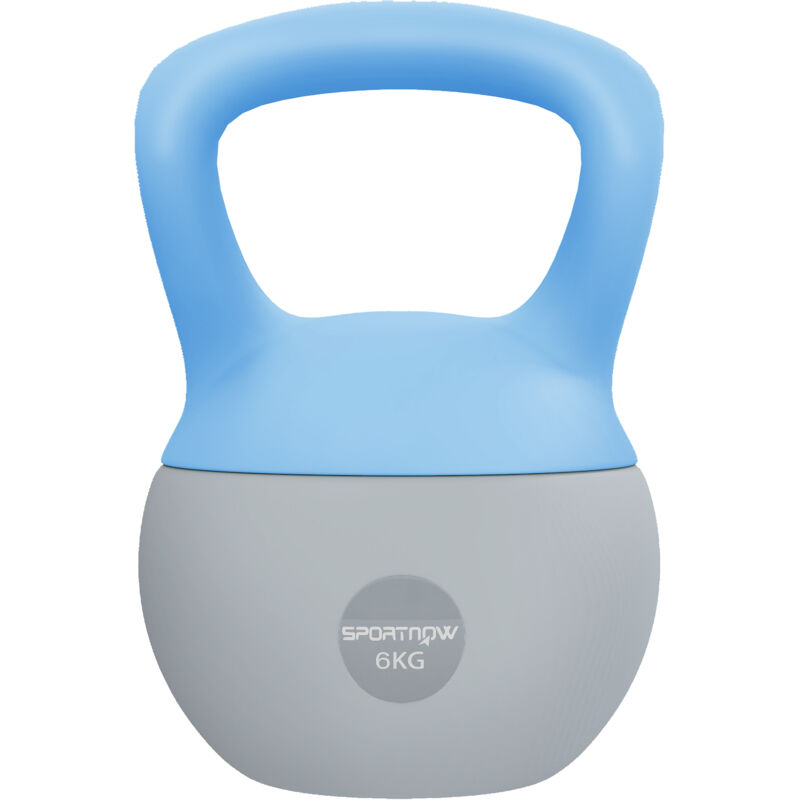 Sportnow - 6KG Kettlebell w/ Soft Body, Non-Slip Handle, Light Blue and Grey