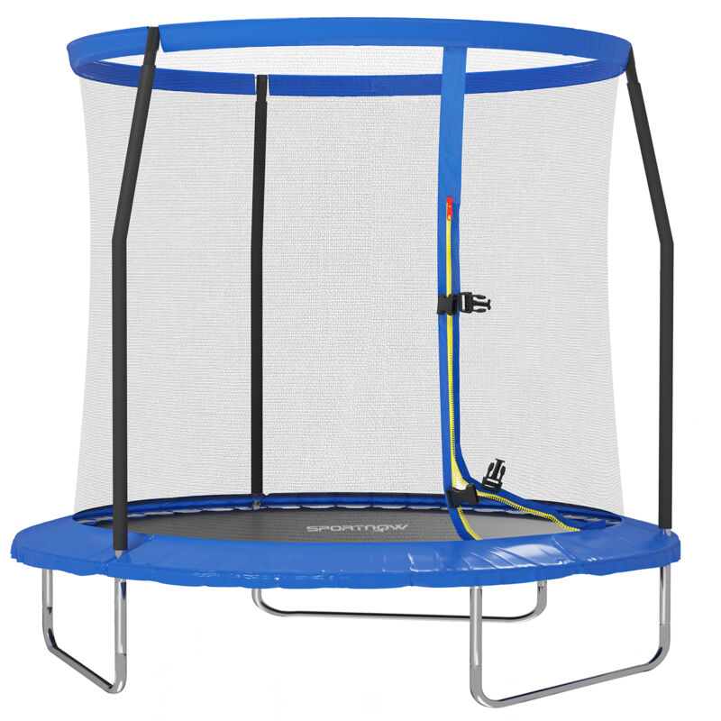 Sportnow - 8ft Outdoor Trampoline with Safety Enclosure Net, Blue