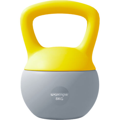 SPORTNOW 8KG Kettlebell with Soft Body and Non-Slip Handle, Yellow and Grey