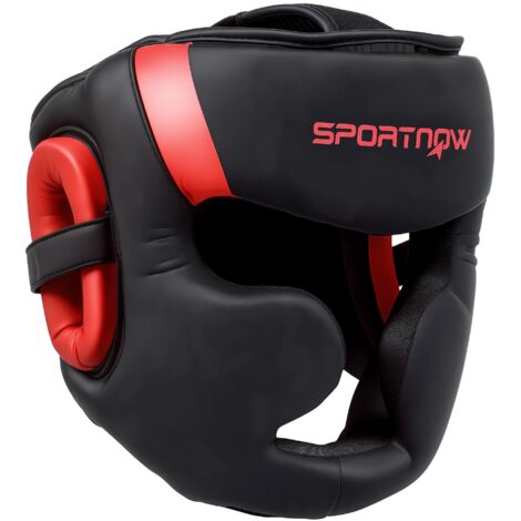 SPORTNOW Boxing Headguard w/ Adjustable Strap for Sparring, Kickboxing, Red