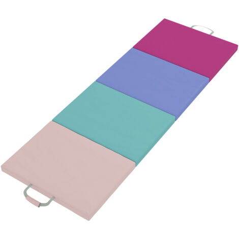 SPORTNOW colchoneta gimnasia plegable de 2 pulgadas de grosor, con asas de transporte, bolsa, esterilla de gimnasia para yoga, aeróbic, multicolor