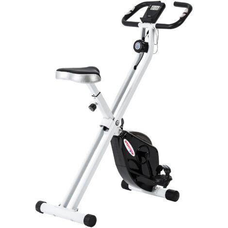 SPORTNOW Folding Exercise Bike with Heart-Rate Sensor for Home Use, Black/White
