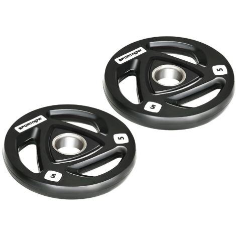 SPORTNOW Olympic Weight Plates for 2'' Barbell Bar with Tri Grips 2 x 5kg