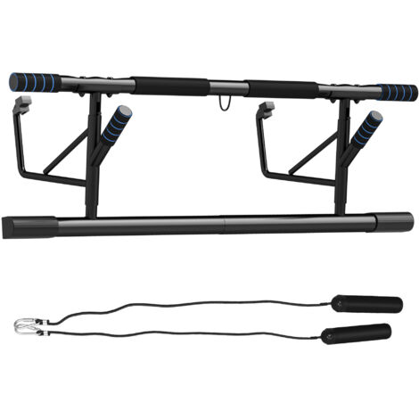 SPORTNOW Pull Up Bar Doorway, Push Up Stand w/ Resistance Bands, Blue
