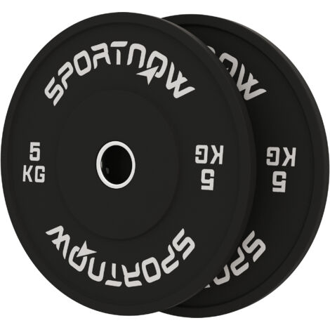 SPORTNOW Set 2 Dischi Pesi da 5 kg in Gomma Foro 5 cm per Manubri e Bilancieri