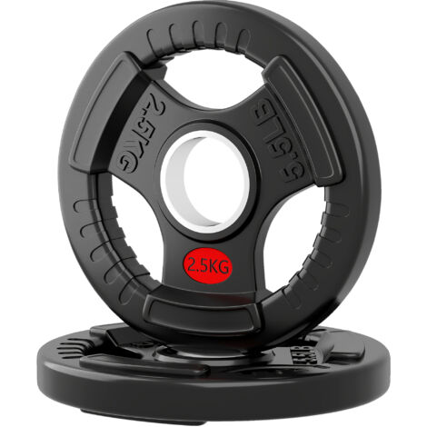 SPORTNOW Set Dischi Pesi 2x2.5kg con 3 Impugnature Foro 5cm Acciaio e Plastica