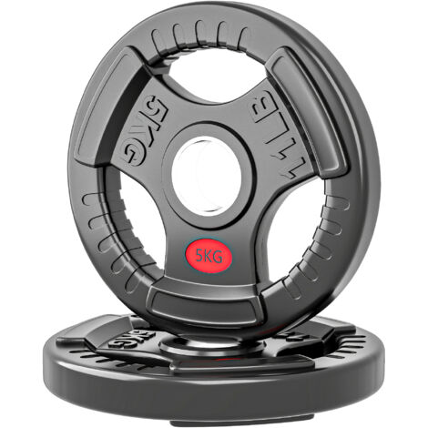 SPORTNOW Set Dischi Pesi 2x5kg con 3 Impugnature e Foro 5cm Acciaio e Plastica