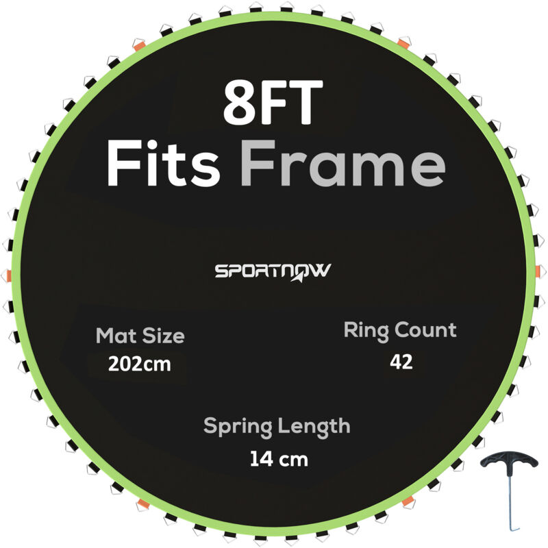 Sportnow - Trampoline Mat with 42 V-Hooks, for 8ft Trampoline, Green