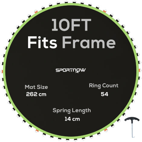 SPORTNOW Trampoline Mat with 54 V-Hooks, for 10ft Trampoline, Green