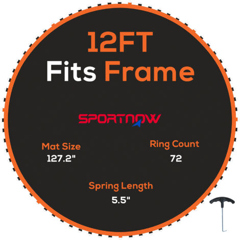 SPORTNOW Trampoline Mat with 72 V-Hooks, for 12ft Trampoline, Orange