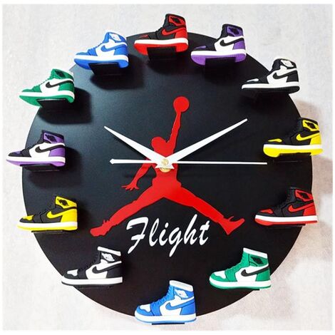 Sports Fan Wall Clock with 3D Basketball Shoes Modern Stylish Trainer Clock Home Decor Art Home Office Decoration for Boys Friends