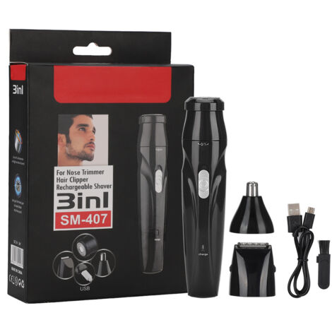SPORTSMAN Tondeuse à Barbe et Poils de Nez Électrique USB pour Homme - Noir