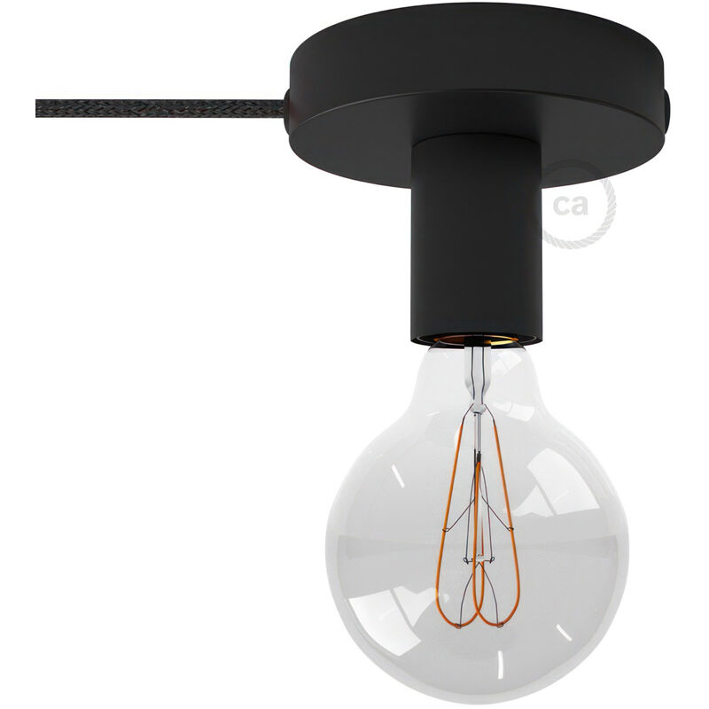 

Creative Cables - Spostaluce, el punto de luz de metal con bombilla, cable textil y los agujeros laterales | Sin bombilla - Negro - Negro
