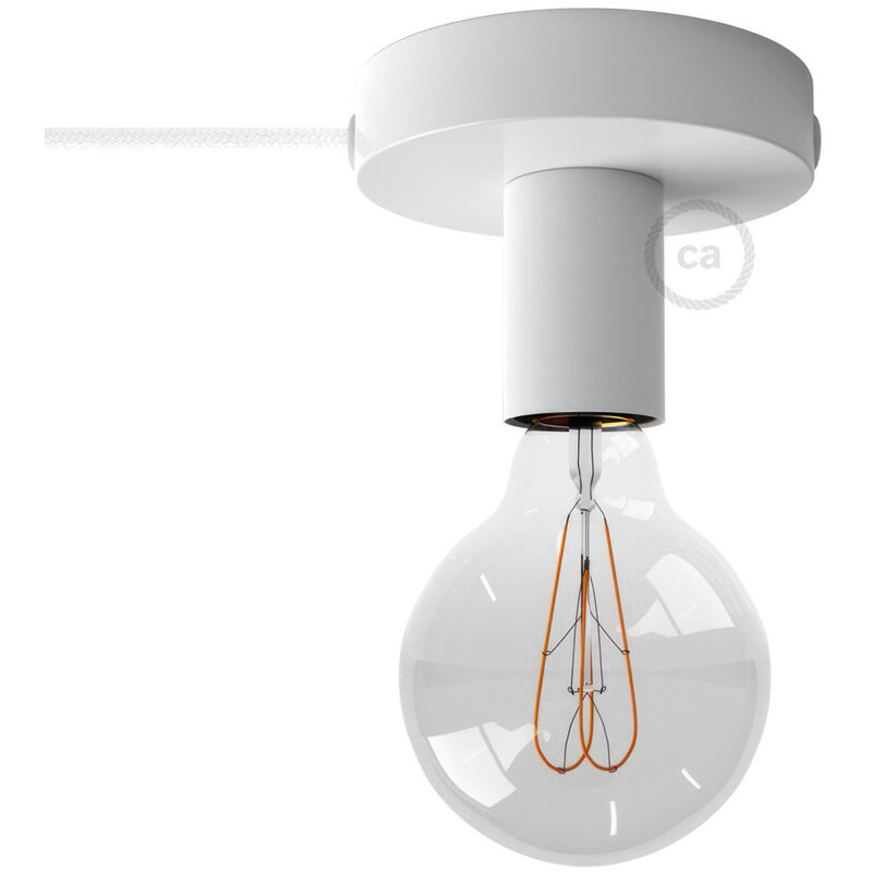 

Creative Cables - Spostaluce, el punto de luz de metal con bombilla, cable textil y los agujeros laterales | Sin bombilla - Blanco - Blanco