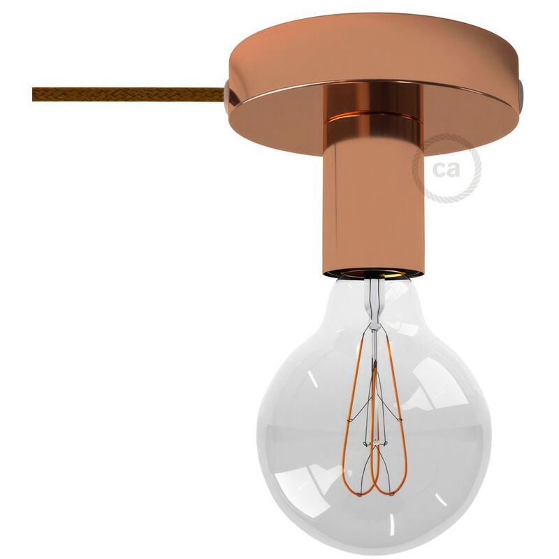 

Creative Cables - Spostaluce, el punto de luz de metal con bombilla, cable textil y los agujeros laterales | Sin bombilla - Cobre - Cobre