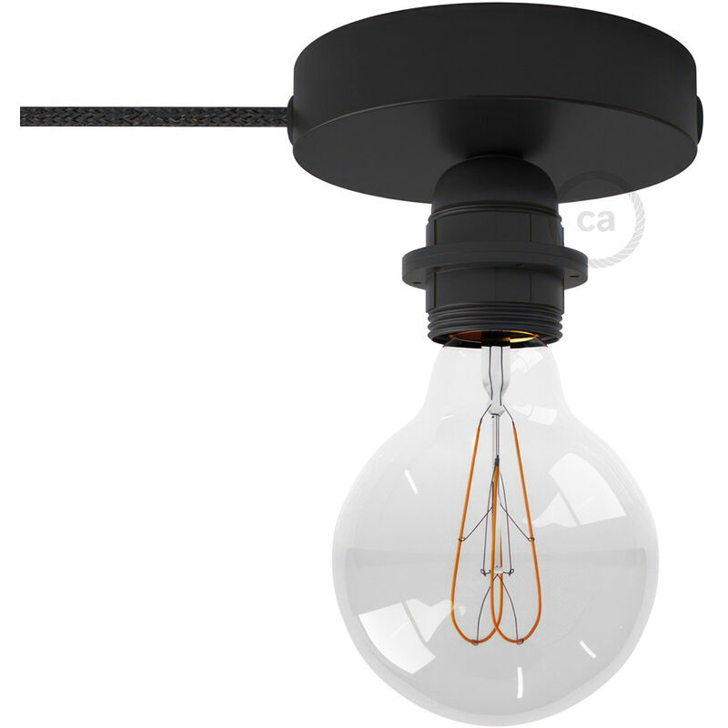 

Creative Cables - Spostaluce, el punto de luz de metal con bombilla, portalámparas de casquillo E27, cable textil y agujeros laterales | Con bombilla