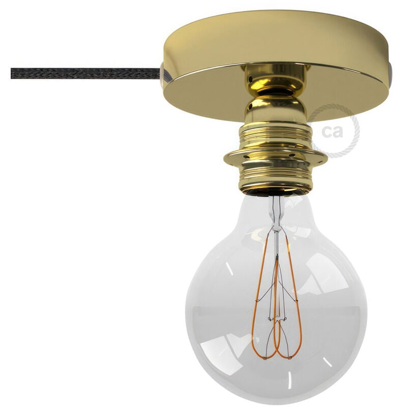 

Creative Cables - Spostaluce, el punto de luz de metal con bombilla, portalámparas de casquillo E27, cable textil y agujeros laterales | Con bombilla