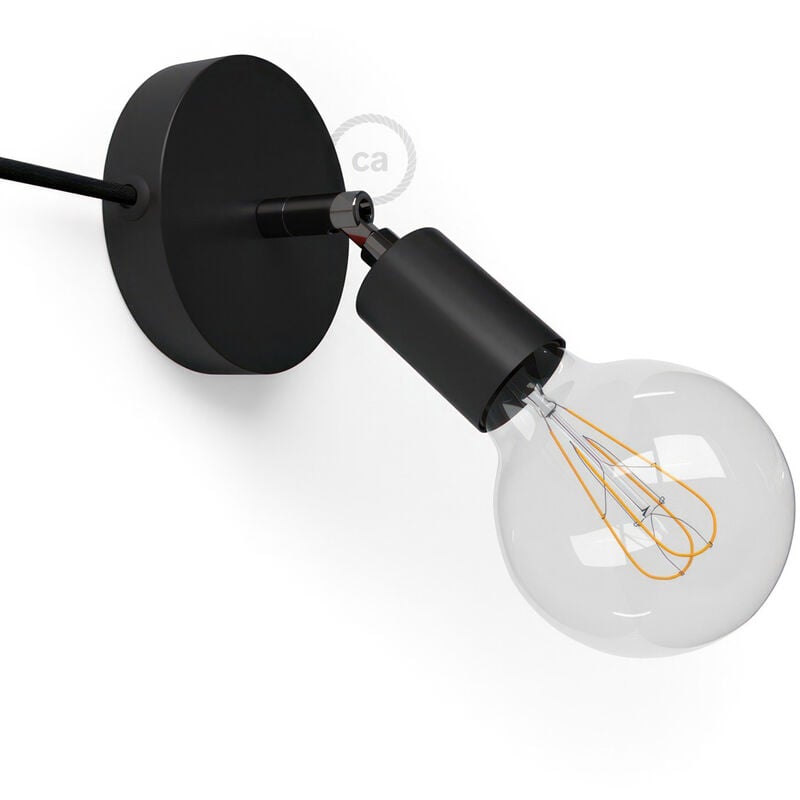 

Spostaluce Metálico punto de luz orientable 90°, con bombilla, cable textil y agujeros laterales | Con bombilla - Negro - Negro