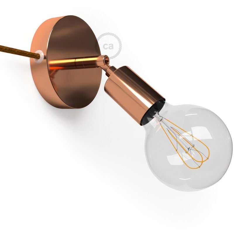 

Creative Cables - Spostaluce Metálico punto de luz orientable 90°, con bombilla, cable textil y agujeros laterales | Con bombilla - Cobre - Cobre