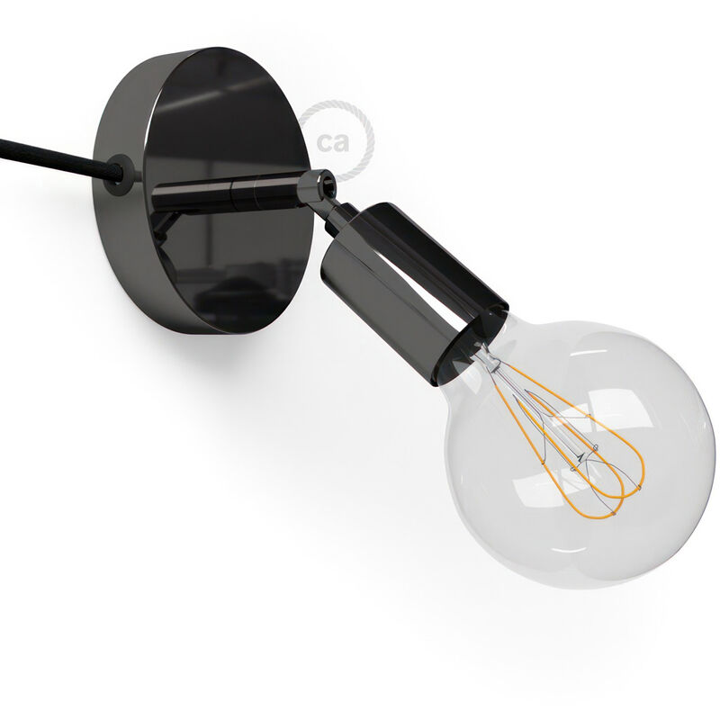 

Spostaluce Metálico punto de luz orientable 90°, con bombilla, cable textil y agujeros laterales | Con bombilla - Negro perla - Negro perla