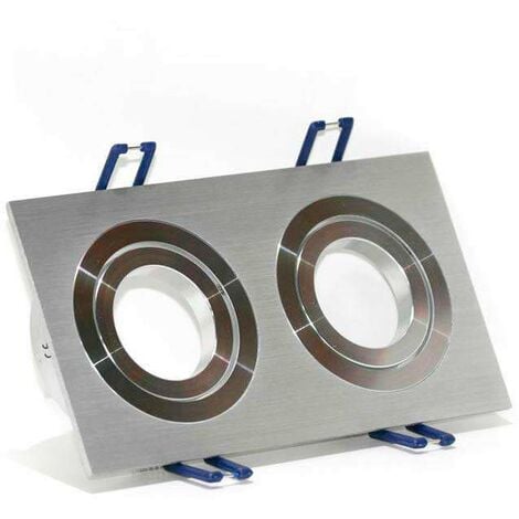LEDBOX Spot 2 anneaux rectangulaires x2 spots nickel pivotant