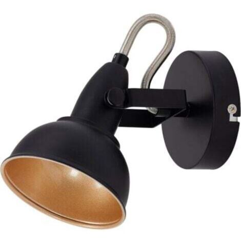 Spot 2 en 1 plafonnier ou applique murale - luminaire style vintage - métal noir & or mat