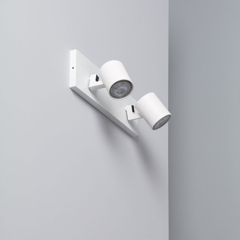 Spot à Douille Double en Saillie Orientable Aluminium Gylu à Ampoule GU10 Blanc