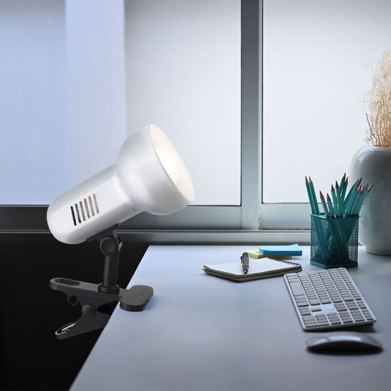 Etc-shop - Spot à pince en métal de haute qualité, spot métallique argenté, éclairage orientable