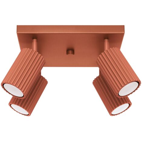 Spot Aluminium GU10 verstellbar B: 25 cm Ockerrot 4-flammig eckig Modern
