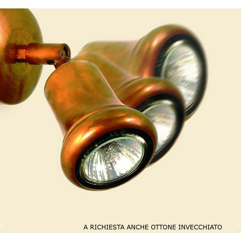Image of Lampadari Bartalini - Spot moderno tilly f2 gu10 led ottone faretti orientabili, finitura metallo ottone invecchiato - Ottone invecchiato