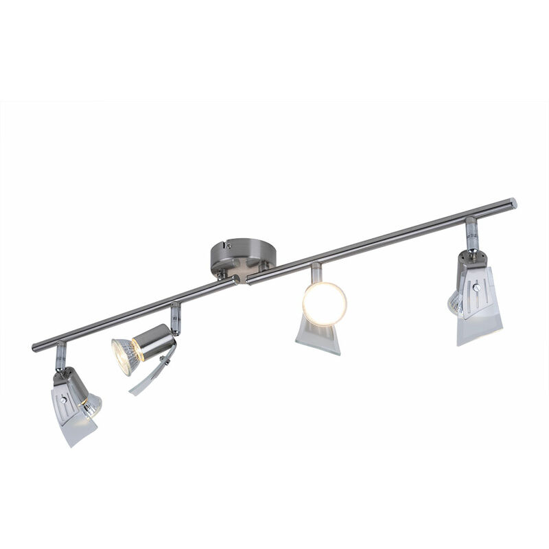 Image of Etc-shop - Spot bar Lampada da soffitto orientabile Faretto da soffitto Faretto da soggiorno, bracci girevoli e faretto, vetro nichel satinato, 4x