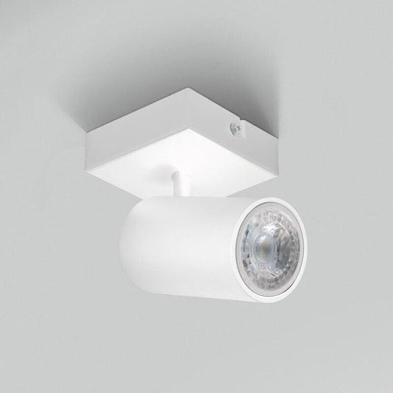 Spot Base Carrée Métal Blanc 1 Ampoule Gu10 Orientable