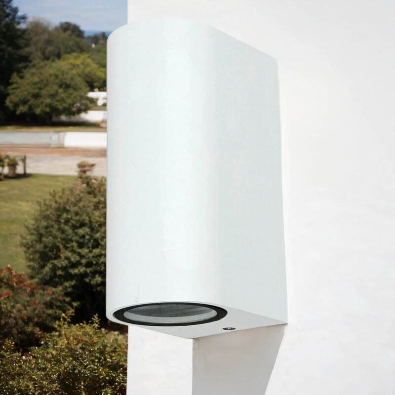 Applique d'extérieur aalborg blanche au design moderne en forme de cylindre Up&Down étanche IP44 2xGU10 - noir
