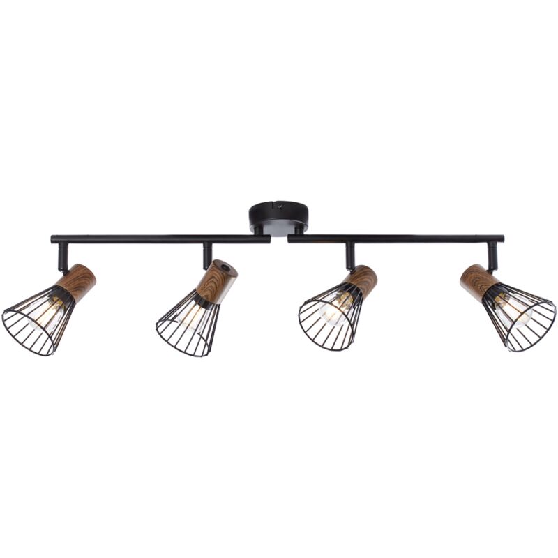 Lampe Manama spotlight 4 ampoules bois foncé / noir mat 4x D45, E14, 18W, adapté aux lampes à suspension (non inclus) Échelle a ++ à e Têtes