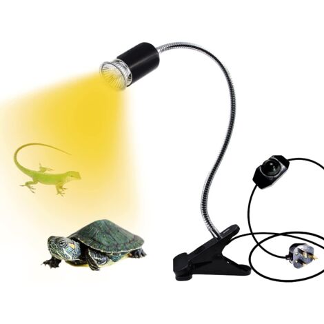 Spot chauffant pour reptiles et plantes, culot rotatif à 360°, variateur d'intensité, prise E27, noir.