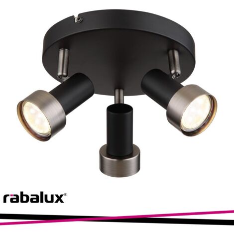 Spot da soffitto Konrad nero opaco/argento 3xGU10 Rabalux